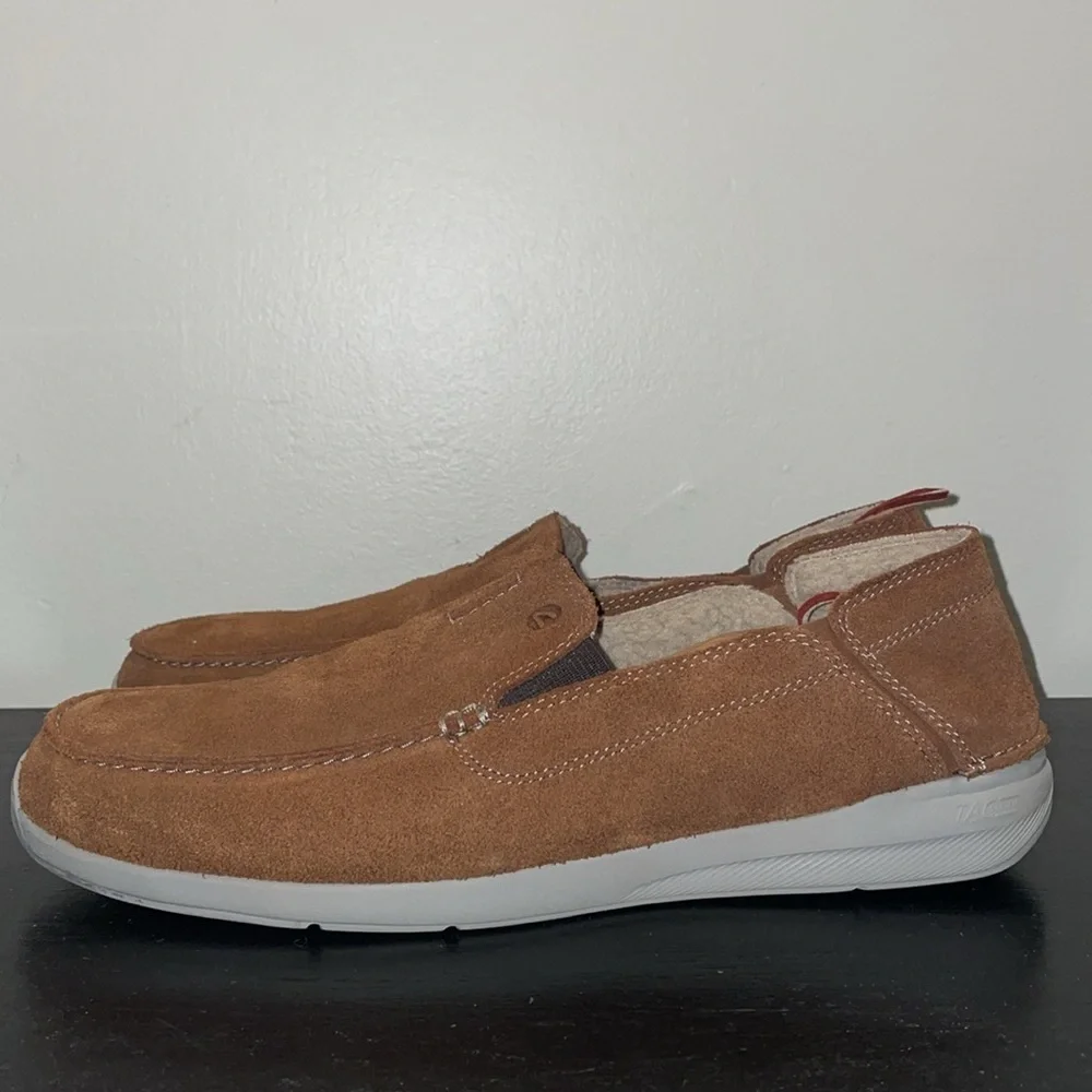 Clarks Mens 13 Gorwin Step Suede Slip On Loafers‎ Shoes Tac System Moc Brown Fur